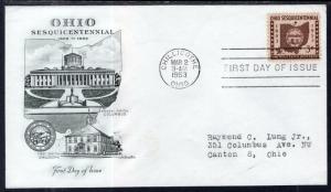 US 1018 Ohio Statehood Artmaster Typed FDC