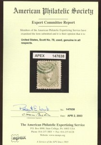 U.S. #78 USED WITH APS CERT