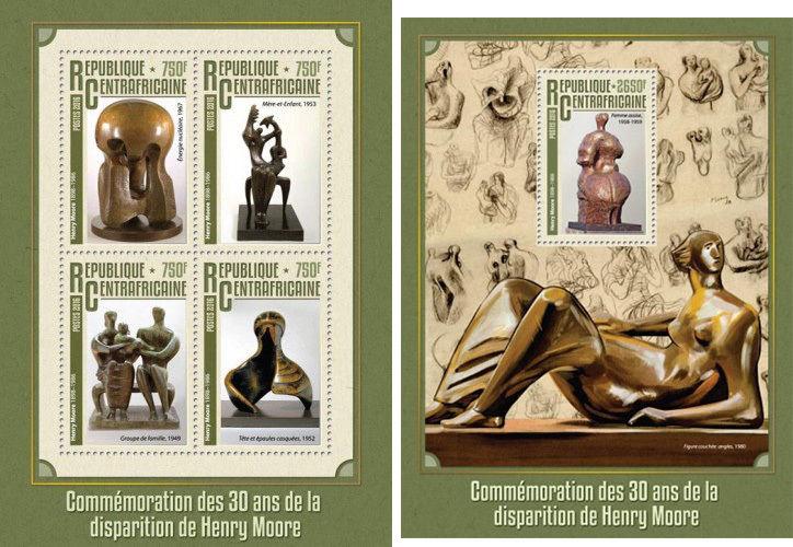 Art Impressionism Dada Picasso Dali Nude Central Africa MNH stamps set 22 sheets