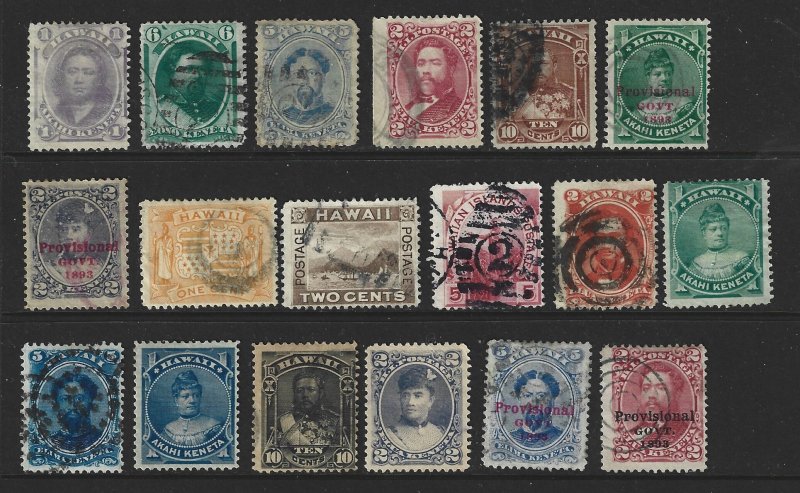 HAWAII Mint & Used Lot of 18 Different Stamps 2019 Scott CV = $145.60