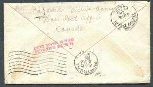 CANADA WWII MILITARY COVER F.P.O. CANCEL