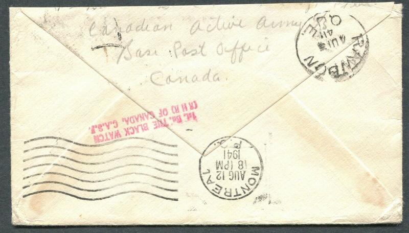 CANADA WWII MILITARY COVER F.P.O. CANCEL