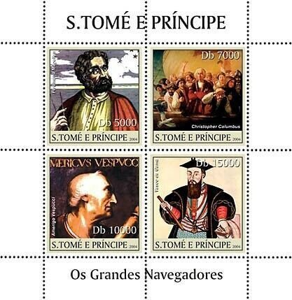 S. TOME & PRINCIPE 2004 - Great Navigators 4v