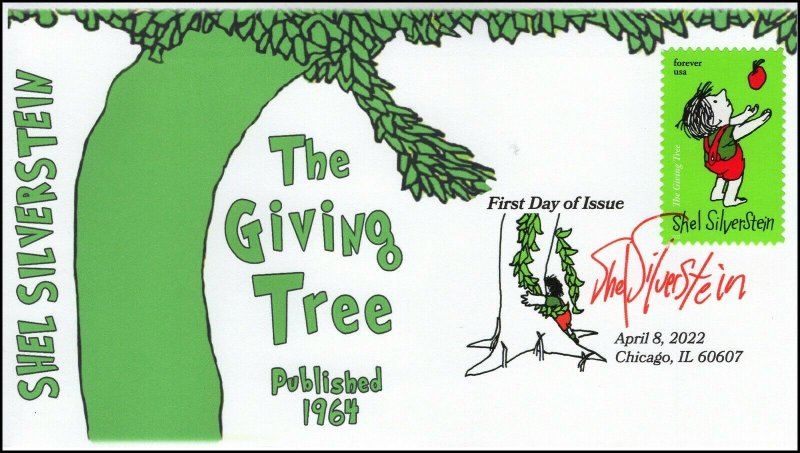 22-064, 2022, Shel Silverstein, First Day Cover, Digital Color Postmark, The Giv 