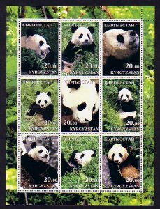 Kyrgyzstan, 2001 Russian Local. Pandas sheet of 9. ^