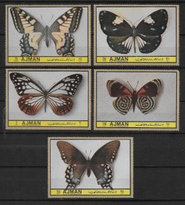 Ajman  1972  Butterflies  --  Exotic series -- set of 5 MNH