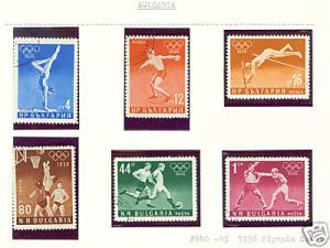 BULGARIA Scott 940-5 1956 Olympic set CV$4.75