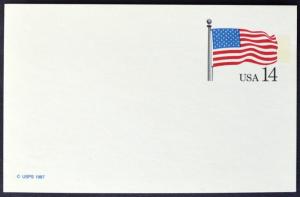 1987 US Sc #UX117 postal card, 14 cent, mint, sharp corners, excellent condition