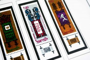 COLOR PRINTED ISRAEL [+TABS] 1948-1970 STAMP ALBUM PAGES (73 illustrated pages)