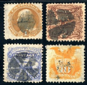 USAstamps Used FVF US 1869 Eagle & Shield Pictorial Scott 112, 113, 114, 116