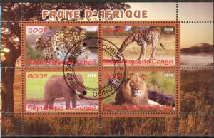 {g134} Congo 2009 Elephants Lions Giraffes sheet Used / CTO