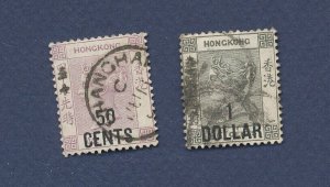 HONG KONG - Scott 62 & 63 - used - 1891