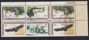 BOBPLATES US #1427-30 Wildlife Conservation Plate Block of 6 First Day Use