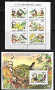 Comoro Islands 1053-54 Entomologists and Butterflies Mint NH