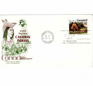 Canada 1973 FDC Sc 567 Great Canadian Indians Kingswood Cachet First Day Cover