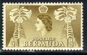 Bermuda 1953 - 62 QE2 1/2d Easter Lilies MM SG 135a ( J1383  )