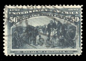 United States, 1893 Columbian Issue #240 Cat$175, 1893 50c slate blue, used