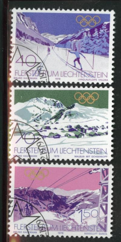 LIECHTENSTEIN Scott 678-680 used CTO 1979 olympic set