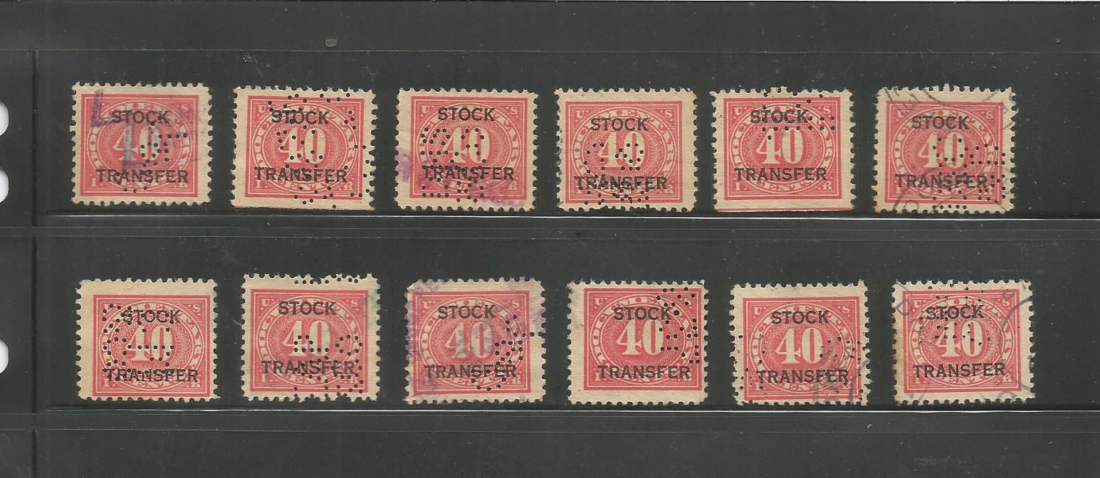 12 X Rd8 Stock Transfer Stamps United States, Revenues Stock