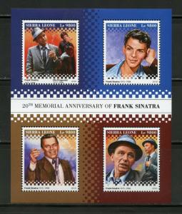 SIERRA  LEONE 2018 20th MEMORIAL ANNIVERSARY OF FRANK SINATRA SHEET  MINT NH