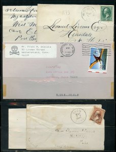 US POSTAL HISTORY OF STATE OF CONNECTICUT  LOT OF 36 COVERS 1873-1990 AS SHOWN