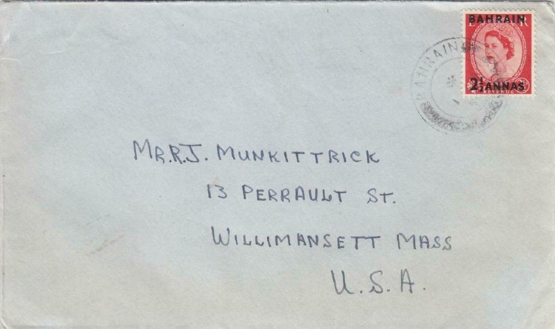 1956, Bahrain to Willimansett, MA, Airmail (28702)