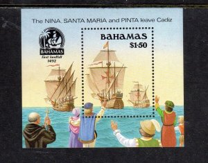 BAHAMAS #692 1990 DISCOVERY OF AMERICA MINT VF NH O.G S/S