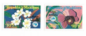 Maldives 1984 - Ausipex '82, Australian Flowers - Set of 2v - Sc 1061-62 - MNH