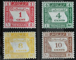 Malaya 1937 TRENGGANU Postage Due set of 4V Mint SG#D1-D4 M2981