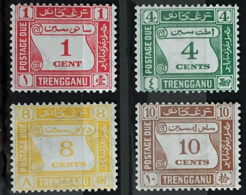 Malaya 1937 TRENGGANU Postage Due set of 4V Mint SG#D1-D4 M2981