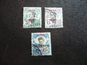 Stamps-French Office Canton-Scott#68,70,72-Used Part Set of 3 Stamps