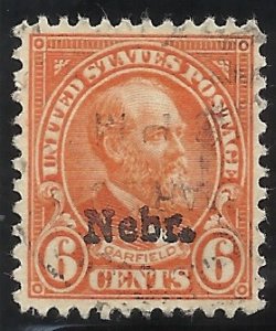 675  6c Nebr Ovpt Used VG-Fine Centering