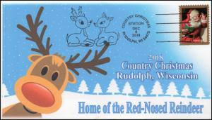 18-353, 2018, Christmas, Pictorial Postmark, Event Cover, Rudolph WI