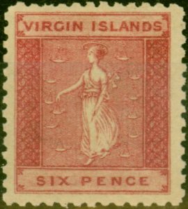 Virgin Islands 1866 6d Rose-Red SG7Var Doubled Line S of Paper Makers Wmk 