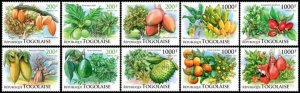 2015 TOGO MNH. FRUITS AND TREES  Y&T Code: 4526-4535  |  Michel Code: 6619-6628