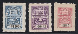 Argentina, Rauch, Forbin 7, 8 + 1913 50c Municipal Revenue, 3 diff, F-VF