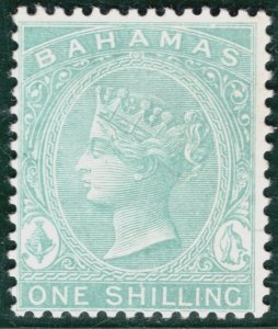 BAHAMAS QV Classic Stamp SG.39b 1s Green (1863-80) Mint VLMM Cat £120+ PIBLUE43