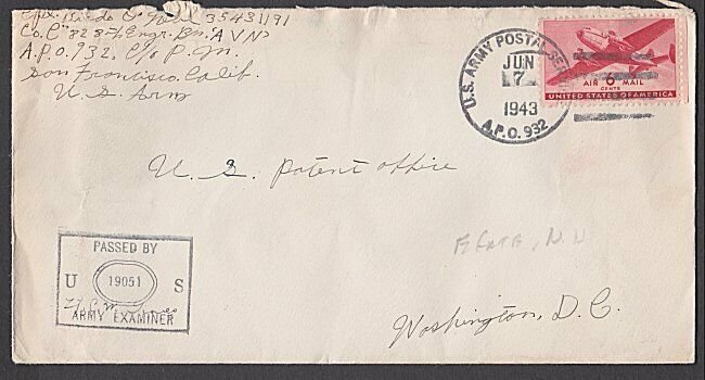 NEW HEBRIDES 1943 WW2 US Forces cover ex APO 932 at Efate...................M614 