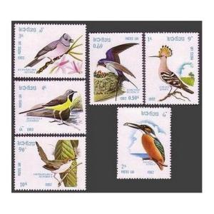 Laos 373-378,MNH.Michel 541-546. Birds 1982.Hirunda rustica,Upupa epops,Atthis,