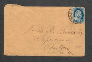 US Sc#9 Pos 7IL1L Triple Transfer, 1 Inverted Saratoga NY Cover