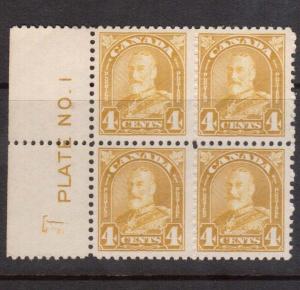 Canada #168 VF/NH Plate #1 Reversed & Inverted Center UL Block