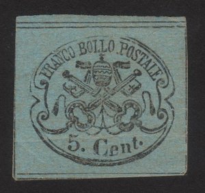 1867 Italian Papal / Roman States Italy 5c Stamp, MNG, Sc 14