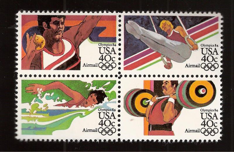 US 1983 - Scott # C 105 - C 108 - 40 c  Mint NH Summer Olympics -  Block of 4