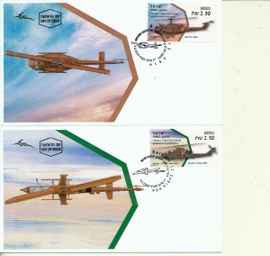 ISRAEL 2020 AIR FORCE HELICOPTERS BELL AH-1F COBRA+BELL 212 ATM LABELS 001 FDC's
