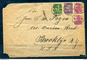 Germany 1922 Cover to USA Franked by 164/167/151x2 has cuts 11899