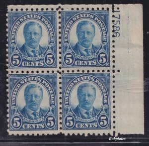 BOBPLATES #586 T Roosevelt Upper Right Plate Block 17856 F-VF H SCV=$275