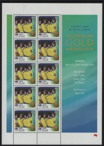 AUSTRALIA, 1877, MNH, SHEET OF 10,2000,  AUSTRALIAN GOLD MEDALISTS 2000 OLYMPICS