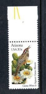 US 1955 MNH State Birds/Flowers - Arizona  w/ selvage  Cactus Wren/Blossom