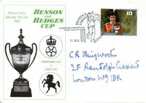 1992 Lord's Benson and Hedges Cup Final with Teams Post Card