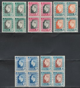 South Africa 1937 Coronation of King George VI Scott # 74 - 78 MNH Blocks of 4